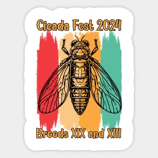 Entomology funny Cicada Fest 2024 Broods XIX Cicada Lover XII Sticker